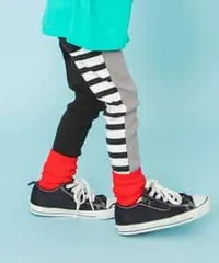 新品　BREEZE（ブリーズ） キッズ ボトムス ロングパンツ 【2026年春新作】DAISUKIリブパンツ 9分丈　80cm　90cm　ボーダー　レギンス　スパッツ