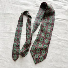 ヴィンテージ 『christian dior』緑 ペーズリー柄 ネクタイ（m563）