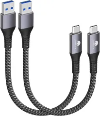 CONMDEX 2本USB Type ケーブル 10Gbps データ転送 Android Auto/CarPlay対応 USB3.1 Gen2 タイプC 高速充電QC/PD3.0対応 USB-A USB-C (グレー,  60CM)