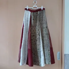 ロングスカート　着物リメイク「338」ギャザーフレアー