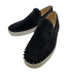 クリスチャン・ルブタン Christian louboutin PIK BOATスタッズスリッポン ブラック スウェード メンズ スリッポン