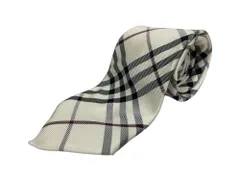 BURBERRY BLACK LABEL (バーバリーブラックレーベル) ノバチェック柄 ネクタイ シルク 日本製 アイボリー メンズ/045