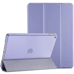 9/8/7 ケース iPad (2021 2020 2019) 半透明バックカバー スマートカバー 軽量 ProCase 三つ折りスタンド iPad 10.2 対応 -ライトパープル
