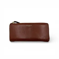 COACH コーチ 長財布 ブラウン レザー ラウンドジップ ゴールドロゴ