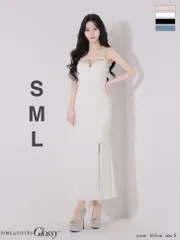ホワイト  [GL4177-GYGE-2602]【Glossy/グロッシー】チェーン/ ショルダー/ サテン/ スリット/ マーメイド/ ロングドレス/ キャバドレス/ AngelR/ エンジェルアール/ andy/ アンディ