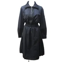 モンクレール MONCLER 21年 ABITO アビト ワンピース ナイロン 切替 リブニット ロゴ ワッペン 長袖 ロング 38 約S 黒 ブラック G20932G00007 ■MNK3 1204