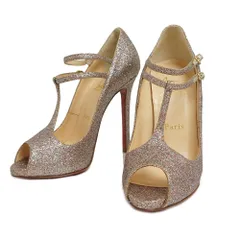 クリスチャン・ルブタン Christian Louboutin T DOUBLE ラメ グリッター オープントゥ パンプス 36 1130039（新品・未使用品）
