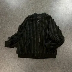 MONOMANIA モノマニア ブルゾン ジップアップ フルジップ ジャケット フリンジ シャギー ブラック 黒 レディース フリーサイズのサムネイル