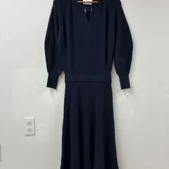ADAM ET ROPE 長袖ニットロングワンピース ネイビー　フリーサイズ