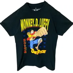M ワンピース キャラT キャラクター ルフィ ビッグプリント  ブラック 黒 Tシャツ レディース ユニセックス メンズ 古着 半袖 CHM