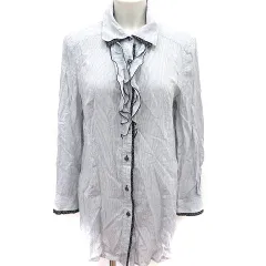 レリアン Leilian シャツ ブラウス 長袖 ストライプ 11 グレー /RT