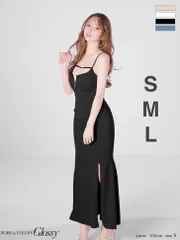 ブラック  [GL4177-GYGE-2602]【Glossy/グロッシー】チェーン/ ショルダー/ サテン/ スリット/ マーメイド/ ロングドレス/ キャバドレス/ AngelR/ エンジェルアール/ andy/ アンディ