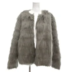 エイチ&エム H&M ファージャケット トップス L グレー 無地 ノーカラー 長袖 /KR ■GY66