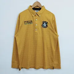 FILA GOLF フィラゴルフ ポロシャツ 長袖 総柄 BD ボタンダウン スポーツ ロゴ 刺繍 イエロー系 LL C40