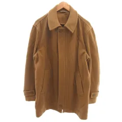 ユニクロ UNIQLO 美品 ステンカラーコート ウール L 茶 ブラウン 無地 長袖 ミドル丈 /SJ ■ECF001