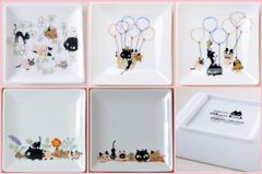 新品 九谷焼 3.5号皿揃 しろにゃん 白猫 小皿 5枚セット ねこ プレート