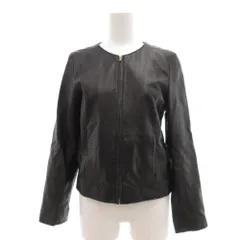 N.Natural Beauty Basic N.ナチュラルビューティーベーシック レザージャケット ブルゾン ノーカラー 羊革 S 黒 ブラック /JS ■ECF001