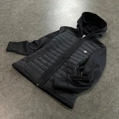 FJ FootJoy フットジョイ ゴルフウェア 中綿 ジップアップ ハイブリッド ジャケット ストレッチ 切替 異素材 ロゴプリント ブラック 黒 レディース L