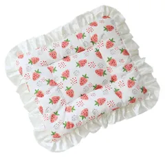 洗える 犬 柔らかい ペット用 暖かい ふかふか クッション リバーシブル 布団 綿 防寒 フリース ふわふわ 寒さ対策 フリル付き 通年 ベッド 猫 イチゴ マット 24*35 ペット