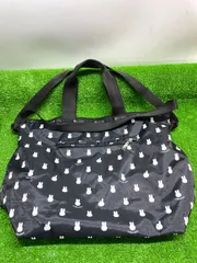 ●レスポートサックLeSportsac×Dick Bruna ブルーナ　ミッフィーコラボ　ブラック　トートバッグ　ショルダーバッグ２WAY　使用感少な目　u260303_0