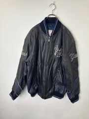 R00148  GENUINE MERCHANDISE|ニューヨークヤンキース|NewYorkYankees|スタジャン|レザージャケット|ブラック黒|L|メンズ|90S|Y2K|USA古着|古着|ヴィンテージ|アメカジ|MLB|今期トレンド|フォロー割