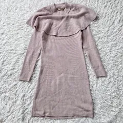 スナイデル  ニットワンピース ピンク フリーサイズ 長袖 フリル 古着 1128