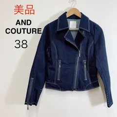 AND COUTURE デニムライダースジャケット デニムジャケット Gジャン ライダースジャケット ダブルライダース アウター レディース 春アウター 秋アウター きれいめカジュアル フェミニン 大人カジュアル インディゴ ブルーデニム ショート丈 38のサムネイル