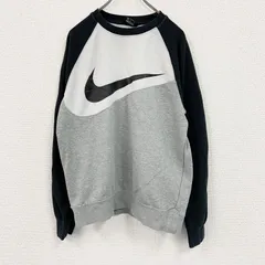 古着 used　NIKE　ナイキ　スウェット/トレーナー　スウッシュロゴ　トライカラー　黒　白　グレー　Mサイズ【値引き交渉OK！】