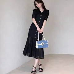 新品 未使用 定価13,200円 Resexxy リゼクシー ラッセルレースマーメイドワンピース ギャザー ストレッチ ブラック 黒 フリーサイズ タグ付き 152310301701-05