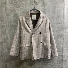 【k-141】MAJESTIC LEGON サイズS チェックダブルジャケット ブラウン系 テーラード きれいめ
