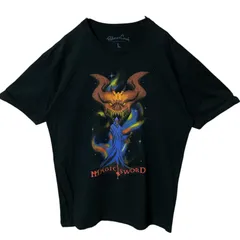 L コミック マジックソード バンド ビッグプリント ローブ 剣士  ブラック 黒 Tシャツ レディース ユニセックス メンズ 古着 半袖 CHM
