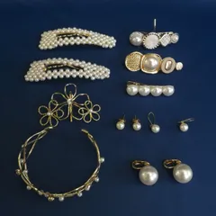 【10点セット】パールアクセまとめ売り【ピアス・イヤリング・ヘアピン】