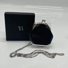 Y's（ワイズ） がま口コインケース チェーン付き ブラック レザー 箱