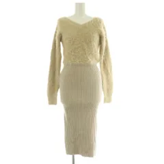 リゼクシー RESEXXY シャギーミディワンピース ニット ロング 長袖 切替 リブ F ベージュ /MY ■OS ■GY58