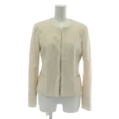 リフレクト Reflect ノーカラージャケット アウター ツイード 総裏地 7 白 ホワイト /XZ ■GY58