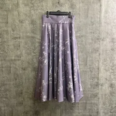 【k-142】PROPORTION サイズS 花柄フレアロングスカート くすみパープル 上品 きれいめ 美シルエット