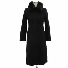アンケート en quete ステンカラーコート アンゴラ カシミヤ混 9 黒 ブラック フォックスファー ロング丈 /YS4 ■GY58
