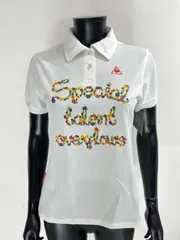 【USED】le coq sportif ルコック ポリエステル 半袖 ポロシャツ ロゴ刺繍 ホワイト 白 レディース L ゴルフウェア