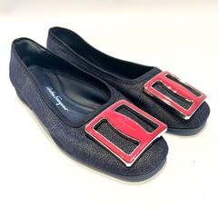 1084◯美品✨サルヴァトーレフェラガモ ヴァラ デニムフラットシューズ