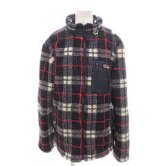 ベビードール BABYDOLL フリースジャケット ブルゾン チェック柄 スタンドカラー M 白 ホワイト 青 ブルー /YJ ■GY60