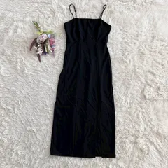 フォロワー限定お得なクーポン配布中！ 『ZARA』ザラ　キャミソールワンピース　ロング　セミフレア　スリット入　ストレッチ　バックファスナー　黒(M)