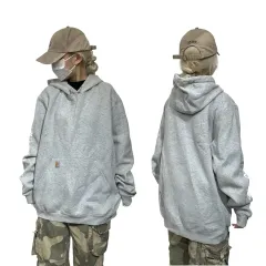 Carhartt カーハート グレー オーバーサイズ 白 サイド ロゴ WHO フーディー Tシャツ L