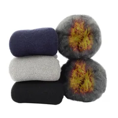 [konciwa] 靴下 メンズ 冬 厚手【極暖38℃恒温・極厚裏パイル・ウール素材・360°蓄熱】 ソックス ウールソックス 防寒 保温 消臭 耐久性 伸縮性 室内 アウトドア 登山 キャンプ 24-28㎝ 3足-5足セット