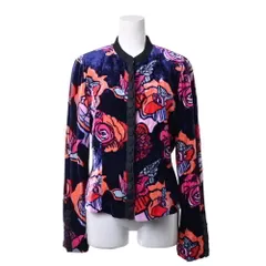 EMPORIO ARMANI ベロア フローラルプリント ノーカラージャケット 42 マルチ エンポリオアルマーニ