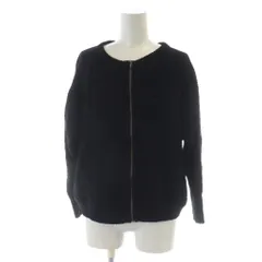 インディヴィ INDIVI ニットジャケット 長袖 ジップアップ ノーカラー 44 紺 ネイビー ■GY58 /MQ