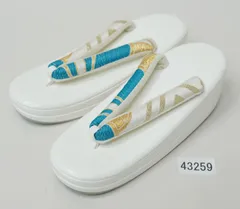 草履 単品 合皮 二段 二枚芯 刺繍鼻緒 24cm フリーサイズ 適合足サイズ22.5～24.5cm 白色 着物 NO43259