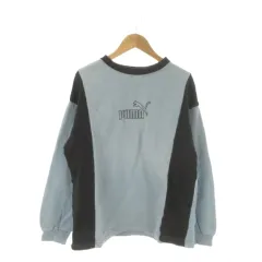 プーマ PUMA トレーナー 子ども服（男の子用） 160 青 ブルー 黒 ブラック 長袖 切替デザイン 裏起毛 /AO22 ■GY58