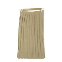 ナチュラルビューティーベーシック NATURAL BEAUTY BASIC シャギーニットスカート S ベージュ ラメ リブ ミディ丈 /CK48 ■GY58