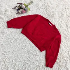 フォロワー限定お得なクーポン配布中！ 『ZARA』ザラ　クロップド長袖ニット　セーター　クルーネック　リブ編み　ゆったりシルエット　赤(M)