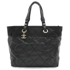 CHANEL シャネル パリビアリッツ トートMM トートバッグ ハンドバッグ コーティングキャンバス ブラック 黒 シルバー金具 A34209